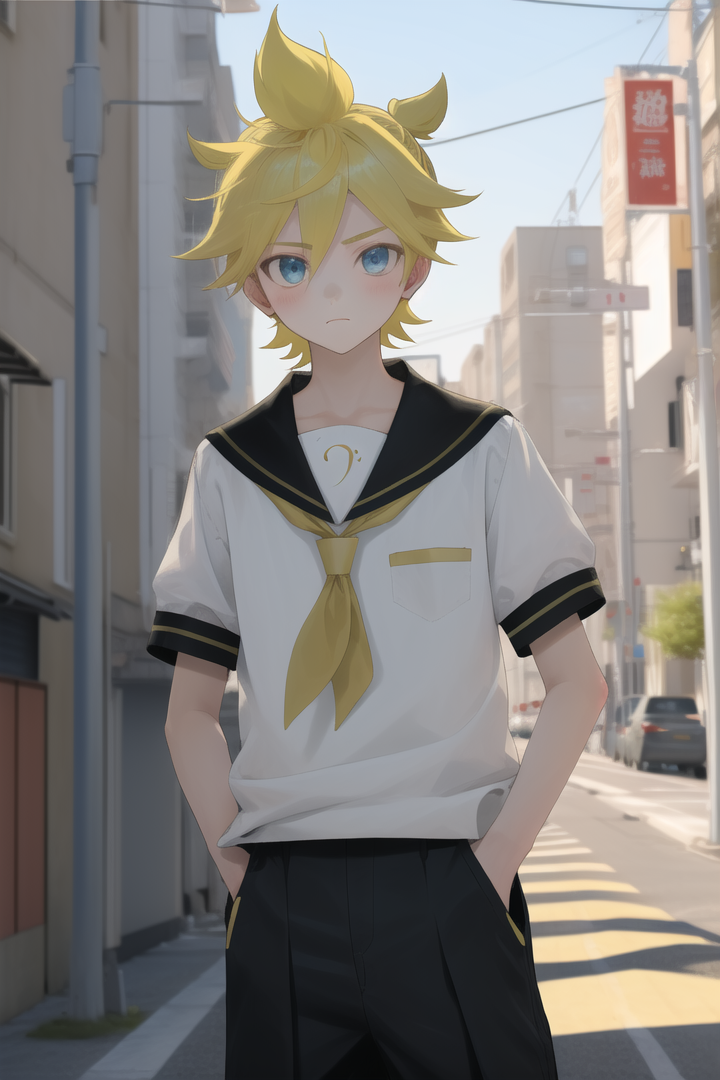 00472-614422520-masterpiece, best best quality, Kagamine_Len, yellow hair,1boy, _street, _sailor collar, serafuku, _hand in pocket,.png